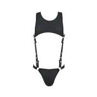 Чоловіче шкіряне боді Passion 056 ADAM XXL/XXXL Black, заклепки — Переглянути зображення 8