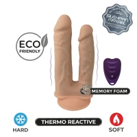 Подвійний фалоімітатор з вібрацією SilexD Double Gusto Vibro Flesh (Model 1 size 8&quot; &amp; 7&quot;) + LRS, діаметр 4,5 см та 3,7 см — Просмотреть изображение 8
