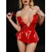 Лаковане боді зі спідницею D&A XS-S, червоне, з застібкою