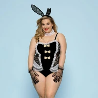 Еротичний костюм зайчика JSY «Пристрасна Медісон» Plus Size, Black, боді, вушка, рукавички, хвіст, ч — Переглянути зображення 1