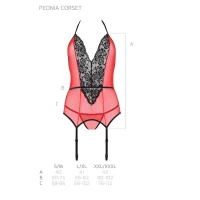 Корсет з пажами для панчіх Passion PEONIA CORSET L/XL red, стрінги — Переглянути зображення 6