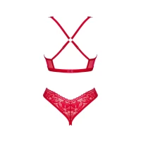 Комплект білизни Obsessive Lacelove cupless 2-pcs set XL/2XL Red, відкритий доступ, відкриті груди — Переглянути зображення 4