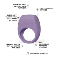 Ерекційне кільце з вібрацією LELO Tor 3 Violet Dusk, керування зі смартфона — Переглянути зображення 2