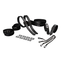 Набір для бондажу LOCKINK 8-Bondage-Straps Restraint Set, чорний 8 ременів з натуральної шкіри — Переглянути зображення 1