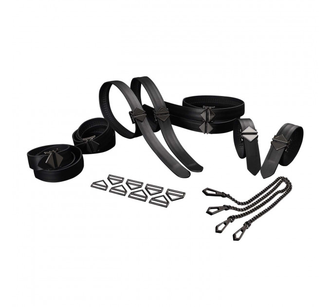 Набір із 8 ременів для зв'язування LOCKINK 8-Bondage-Straps Restraint Set - Black