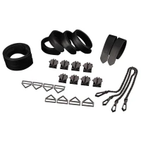 Набір для бондажу LOCKINK 8-Bondage-Straps Restraint Set, чорний 8 ременів з натуральної шкіри — Переглянути зображення 7