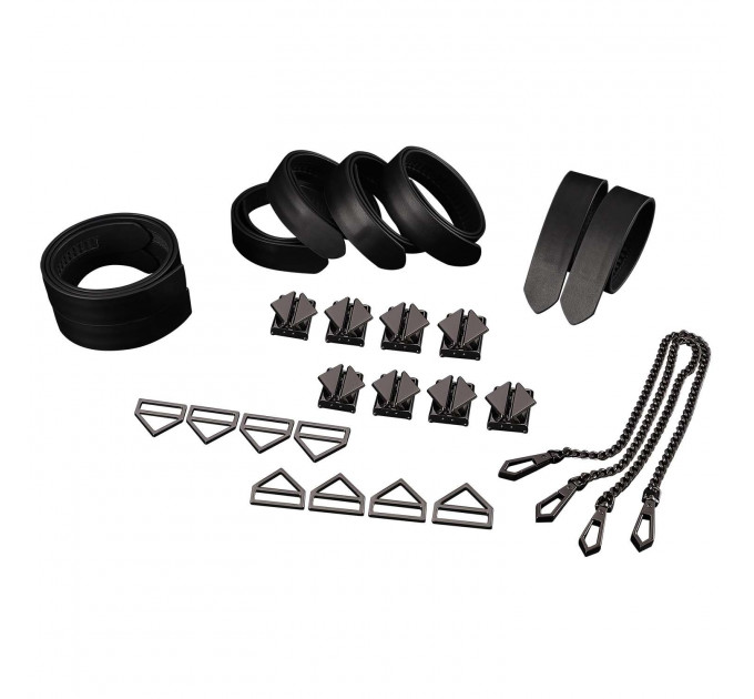Набір із 8 ременів для зв'язування LOCKINK 8-Bondage-Straps Restraint Set - Black