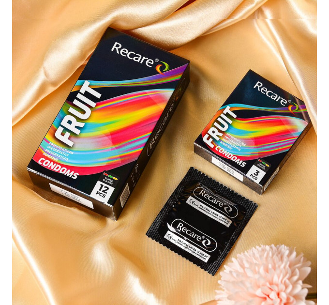 Презервативи Holographic Recare Fruit Flavour Condoms 12 шт, аромати: м'ята, банан, полуниця