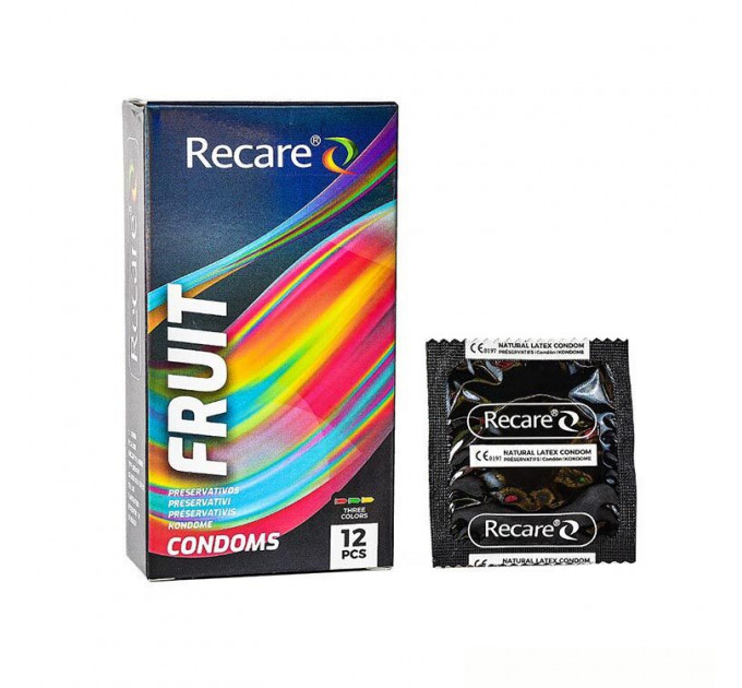 Презервативи Holographic Recare Fruit Flavour Condoms 12 шт, аромати: м'ята, банан, полуниця