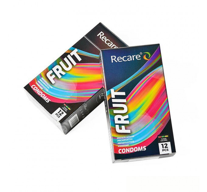 Презервативи Holographic Recare Fruit Flavour Condoms 12 шт, аромати: м'ята, банан, полуниця