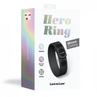Регульоване ерекційне кільце на кнопках Love To Love HERO RING - BLACK ONYX — Переглянути зображення 7