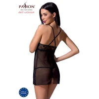 Прозора сорочка приталена Passion QUENTRIS CHEMISE S/M, black, трусики — Переглянути зображення 2