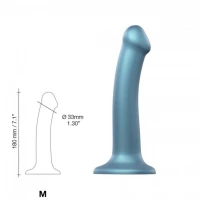 Насадка для страпону Strap-On-Me Mono Density Dildo M Blue, діам. 3,3 см, одношаровий силікон, гнучк — Переглянути зображення 4