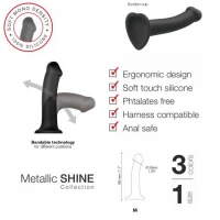 Насадка для страпону Strap-On-Me Mono Density Dildo M Blue, діам. 3,3 см, одношаровий силікон, гнучк — Переглянути зображення 5