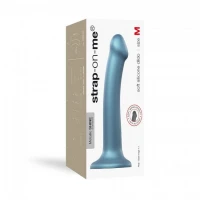 Насадка для страпону Strap-On-Me Mono Density Dildo M Blue, діам. 3,3 см, одношаровий силікон, гнучк — Переглянути зображення 3