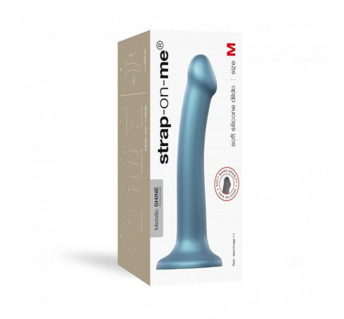 Насадка для страпону Strap-On-Me Mono Density Dildo M Blue, діам. 3,3 см, одношаровий силікон, гнучк