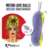 Вагінальні кульки з масажем і вібрацією FeelzToys Motion Love Balls Jivy з пультом ДК, 7 режимів — Переглянути зображення 2