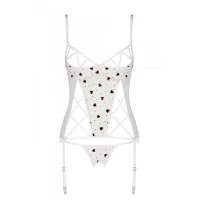 Корсет з підв'язками, стрінги Passion LOVELIA CORSET L/XL, white — Просмотреть изображение 5