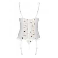 Корсет с подвязками, стринги Passion LOVELIA CORSET L/XL, white