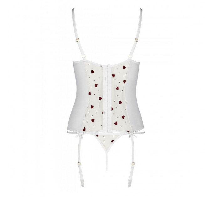 Корсет з підв'язками, стрінги Passion LOVELIA CORSET L/XL, white