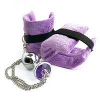 Наручники з металевою анальною пробкою Art of Sex Handcuffs with Metal Anal Plug size M Purple — Переглянути зображення 5