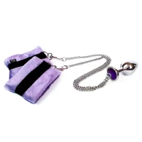Наручники з металевою анальною пробкою Art of Sex Handcuffs with Metal Anal Plug size M Purple — Переглянути зображення 2