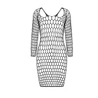 Бодистокинг-платье с глубоким воротом Passion BS093 black, длинные рукава Бодистокинг-платье с глубоким воротом Passion BS093 black, длинные рукава