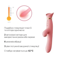 Вібратор з підігрівом та вакуумною стимуляцією клітора Zalo - ROSE Vibrator Strawberry Pink — Переглянути зображення 6