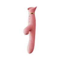 Вібратор з підігрівом та вакуумною стимуляцією клітора Zalo - ROSE Vibrator Strawberry Pink — Переглянути зображення 1