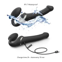 Безремінний вібрострапон з вакуумною стимуляцією Strap-On-Me MULTI ORGASM Black XL, регульований — Переглянути зображення 3