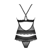 Напівпрозорий набір з прикрасами Obsessive Ivannes top &amp; thong S/M, чорний, топ та танга — Переглянути зображення 6