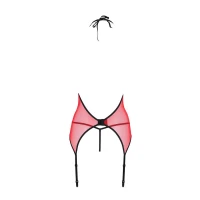Корсет з пажами для панчіх Passion PEONIA CORSET S/M red, стрінги — Просмотреть изображение 5