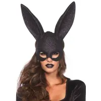 Блискуча маска кролика Leg Avenue Glitter masquerade rabbit mask Black — Переглянути зображення 1