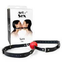 Подвійний кляп Art of Sex - Twins, натуральна шкіра — Переглянути зображення 3