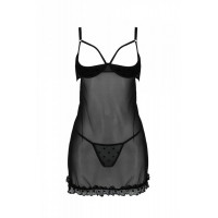 Еротичний пеньюар Passion MARINA CHEMISE, L/XL, black