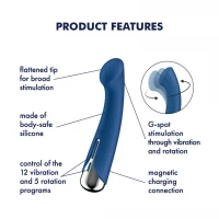 Вібратор з ротацією Satisfyer Spinning G-Spot 1 Blue, плоский майданчик для стимуляції точки G — Переглянути зображення 7