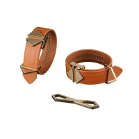 Фіксатори для рук та ніг LOCKINK Wristcuffs/Anklecuffs, коричневі, натуральна шкіра — Просмотреть изображение 2