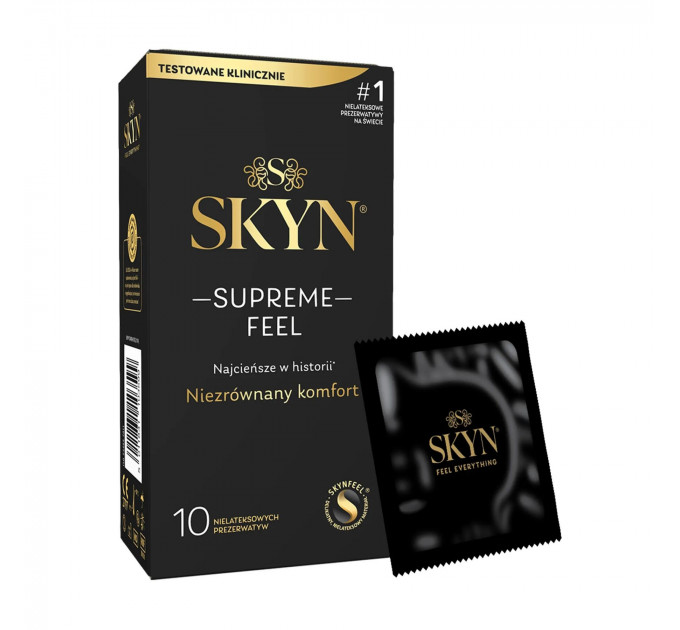 Ультратонкі безлатексні презервативи SKYN Supreme Feel 10 шт, 0,035 мм, природна текстура шкіри