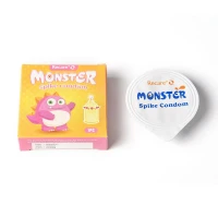 Насадка на член Recare Pink Monster Spike Condom (презерватив з кульками та вусиками) — Просмотреть изображение 4