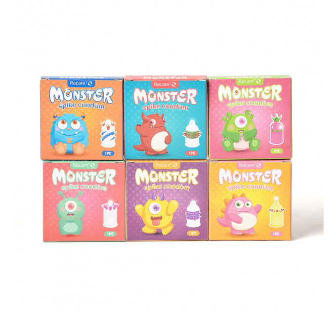 Насадка на член Recare Pink Monster Spike Condom (презерватив з кульками та вусиками)