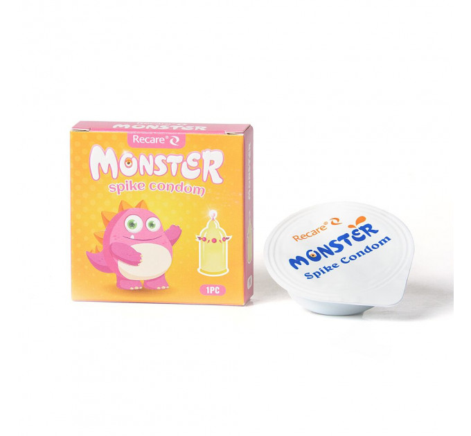 Насадка на член Recare Pink Monster Spike Condom (презерватив з кульками та вусиками)