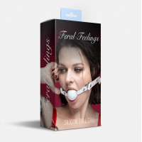 Кляп силіконовий Feral Feelings Silicon Ball Gag White/White, білий ремінець, біла кулька — Переглянути зображення 3