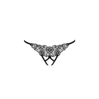 Трусики мереживні з доступом Passion Exclusive VIOLANTE THONG S/M, black — Переглянути зображення 5