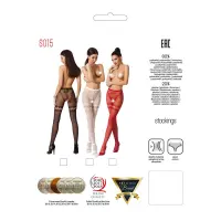 Сітчасті колготки з відкритим доступом Passion S015 One Size, White, імітація панчіх і трусиків — Переглянути зображення 5