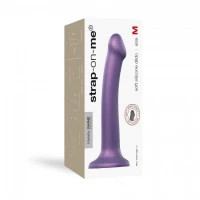 Насадка для страпону Strap-On-Me Mono Density Dildo Violet M, діам. 3,3 см, одношаровий силікон, гну — Просмотреть изображение 4