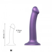 Насадка для страпону Strap-On-Me Mono Density Dildo Violet M, діам. 3,3 см, одношаровий силікон, гну — Просмотреть изображение 3