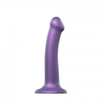 Насадка для страпону Strap-On-Me Mono Density Dildo Violet M, діам. 3,3 см, одношаровий силікон, гну — Просмотреть изображение 1