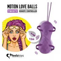 Вагінальні кульки з масажем і вібрацією FeelzToys Motion Love Balls Twisty з пультом ДК, 7 режимів — Переглянути зображення 2