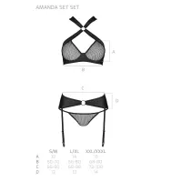 Сітчастий набір AMANDA SET XXL/XXXL, Black, бюстгальтер з халтером, трусики та пояс для панчох — Переглянути зображення 7