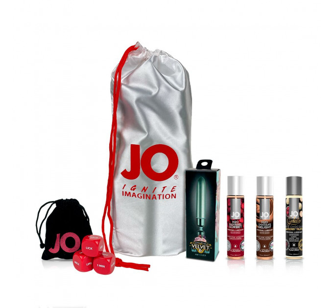 Набір «Малиновий рай», 3 смакові змазки System JO, віброкуля Rocks Off, кубики System JO